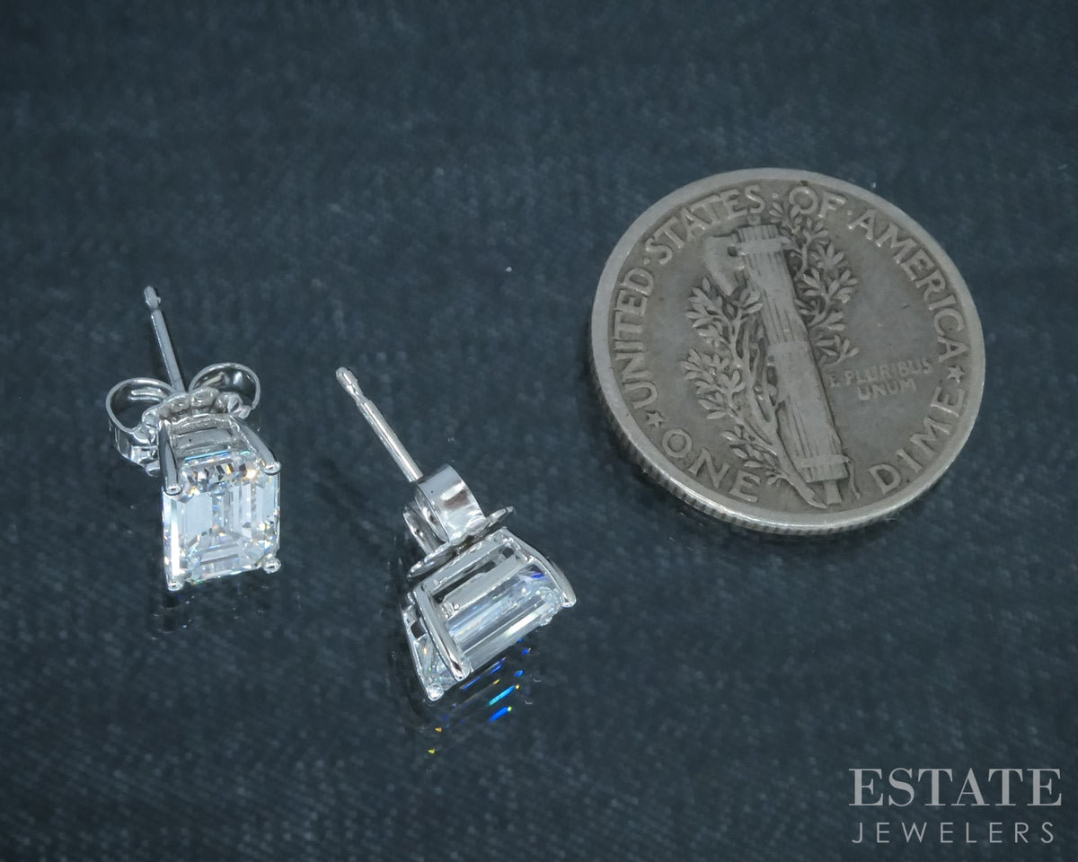 14k White Gold Emerald Lab Created 1.60ctw Diamond Stud Earrings p30774