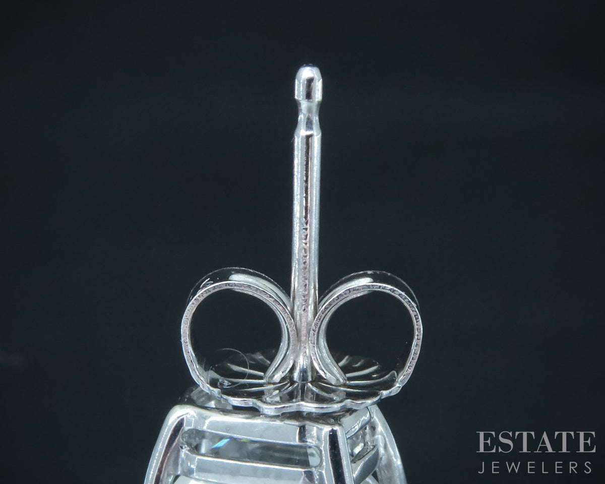 14k White Gold Emerald Lab Created 1.60ctw Diamond Stud Earrings p30774