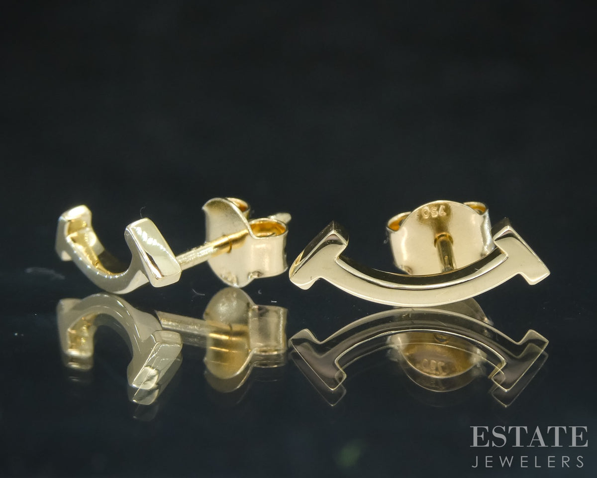 18k Yellow Gold Tiffany & Co. Mini "T" Smile Stud Earrings 1.6g p30853