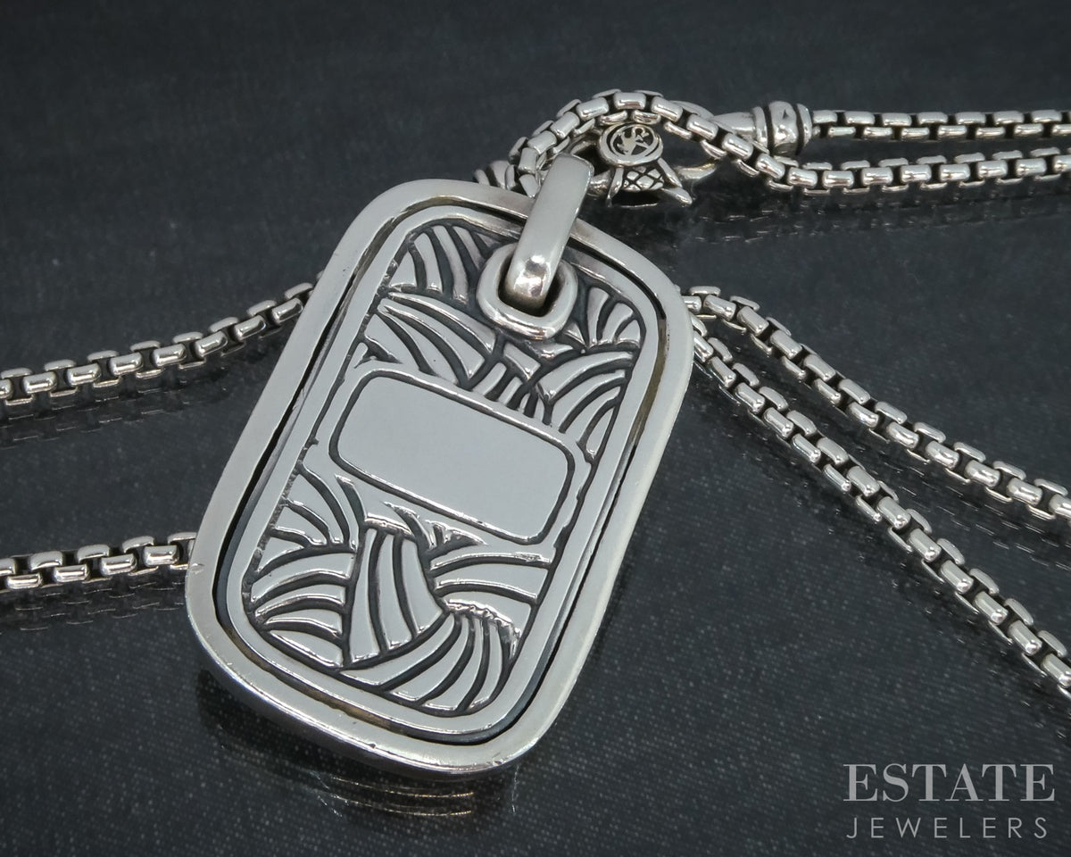 14k & Sterling David Yurman Dog Tag Pendant Scott Kay Necklace 38.9g 24"L p30792
