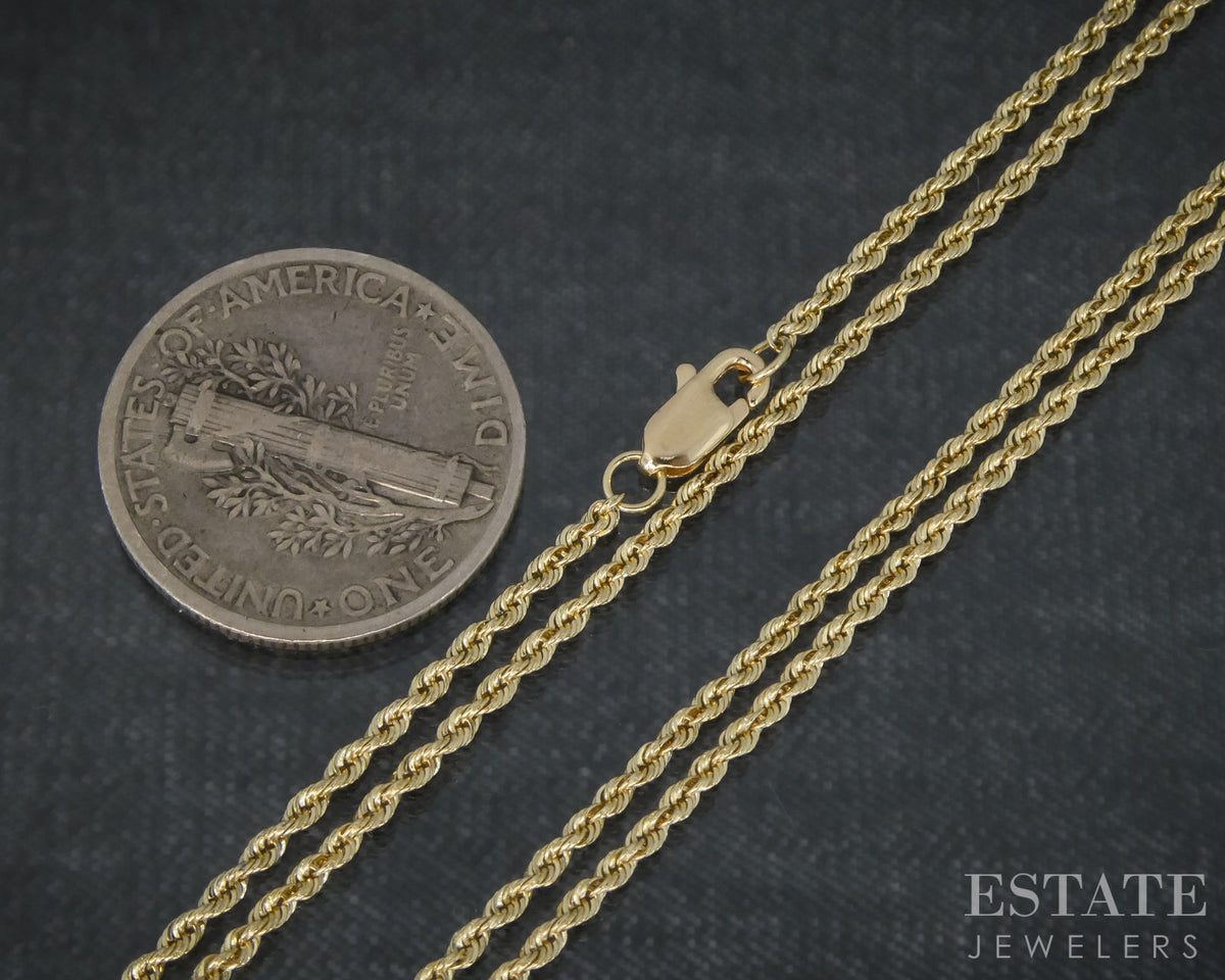 14k Yellow Gold 1mm Rope Chain Link Ladies Necklace 3.0g 20"L p31389