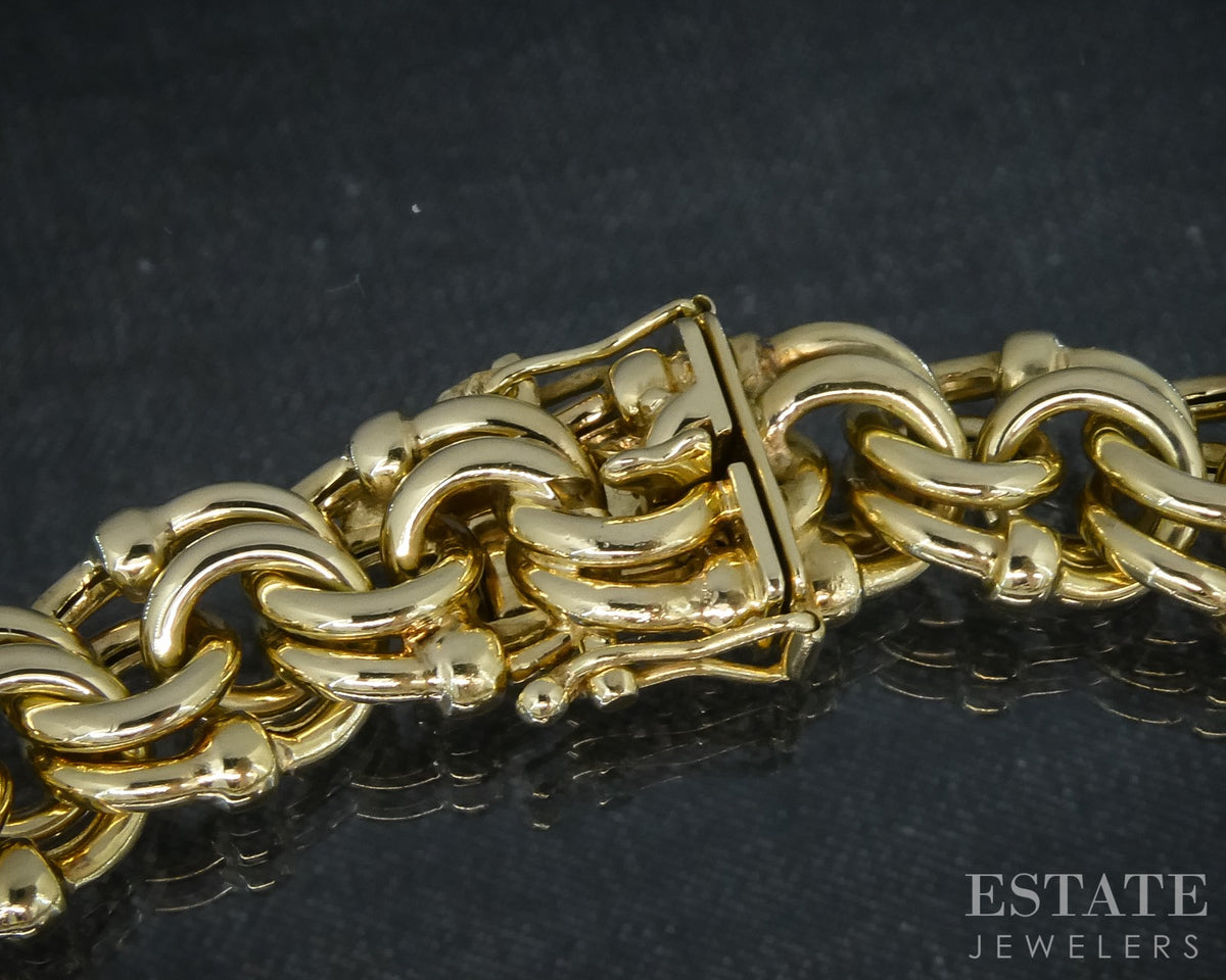 14k Yellow Gold Double Loop Charm Chain Link Bracelet 25.6g 7.5"L p30831