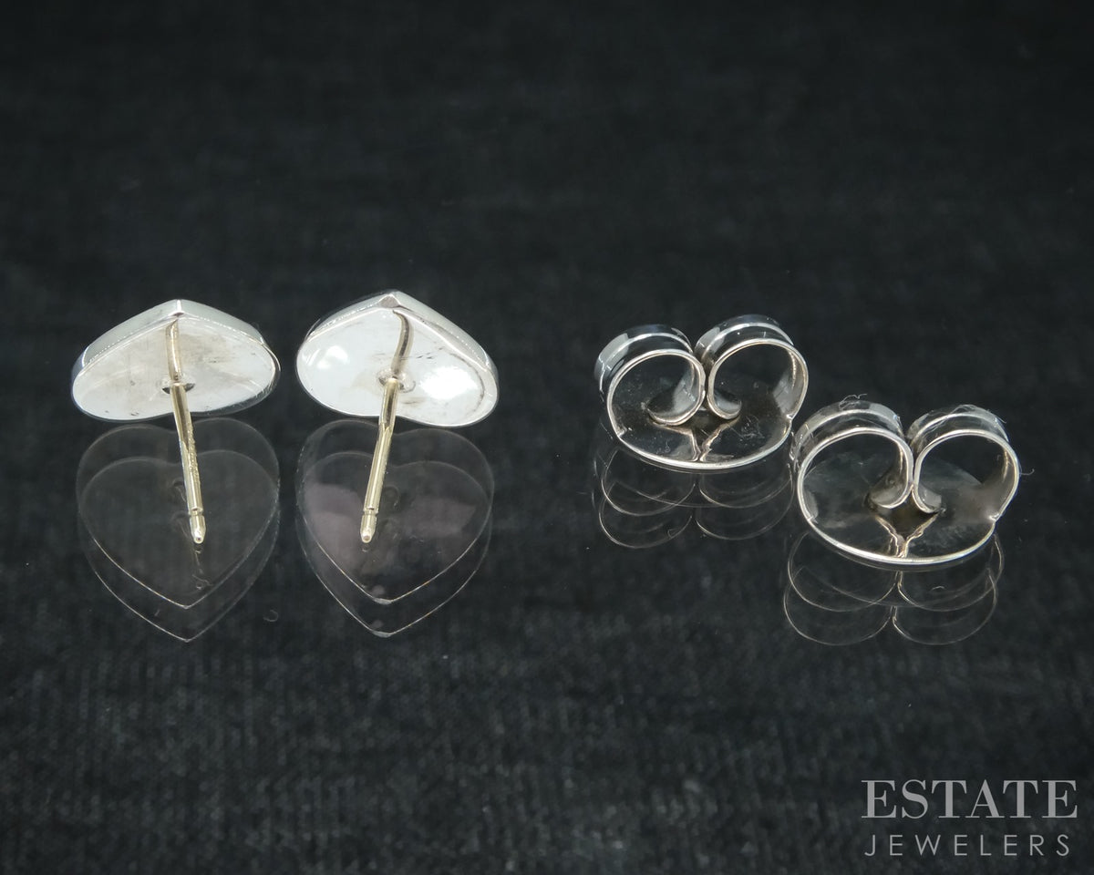 Sterling Silver Tiffany & Co. Return To Tiffany Heart Stud Earrings 2.6g p30857