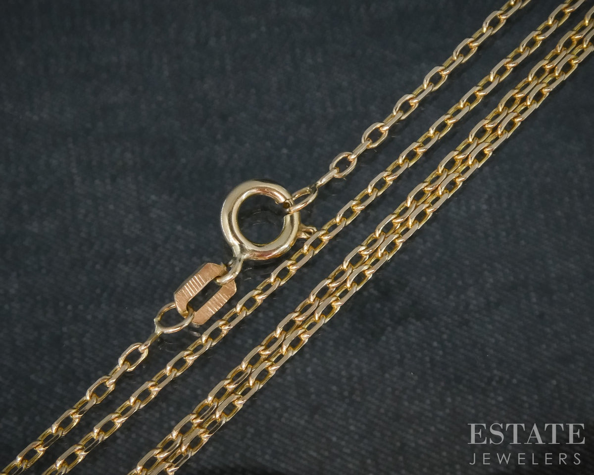 Vintage 10k Yellow Gold 1.2mm Cable Chain Link Ladies Necklace 2.7g 18"L p31569