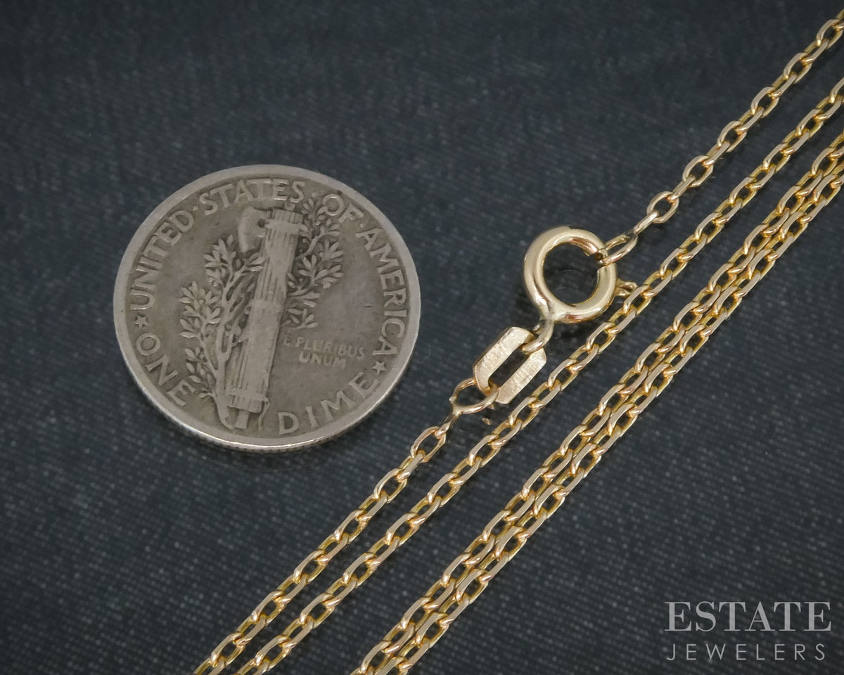 Vintage 10k Yellow Gold 1.2mm Cable Chain Link Ladies Necklace 2.7g 18"L p31569