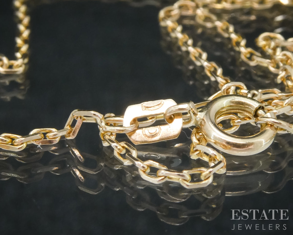 Vintage 10k Yellow Gold 1.2mm Cable Chain Link Ladies Necklace 2.7g 18"L p31569