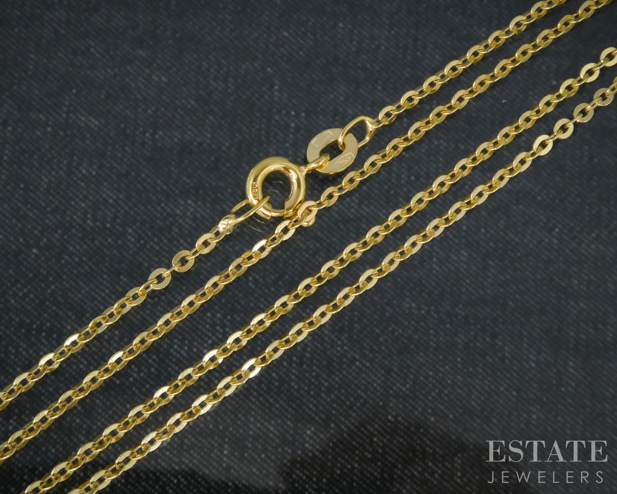 18k Yellow Gold 1.6mm Flat Cable Chain Solid Link Necklace 3.6g 24"L p31535