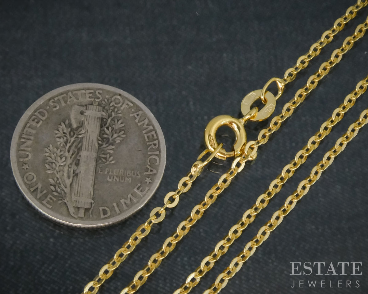 18k Yellow Gold 1.6mm Flat Cable Chain Solid Link Necklace 3.6g 24"L p31535