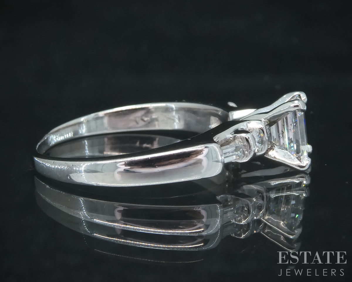 Platinum Emerald Natural .82ctw Diamond Ladies Engagement Ring 6.1g p31562