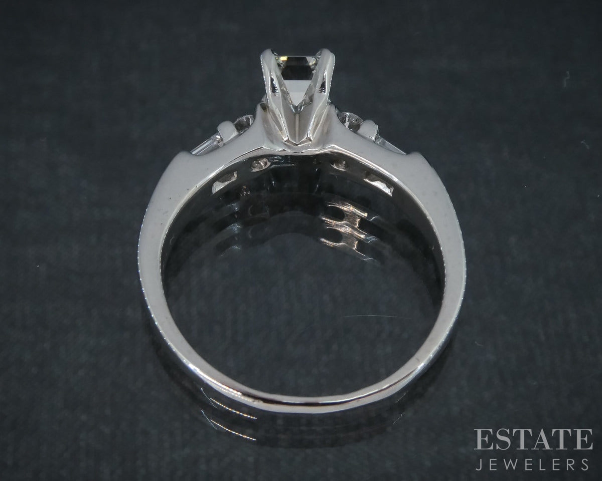 Platinum Emerald Natural .82ctw Diamond Ladies Engagement Ring 6.1g p31562