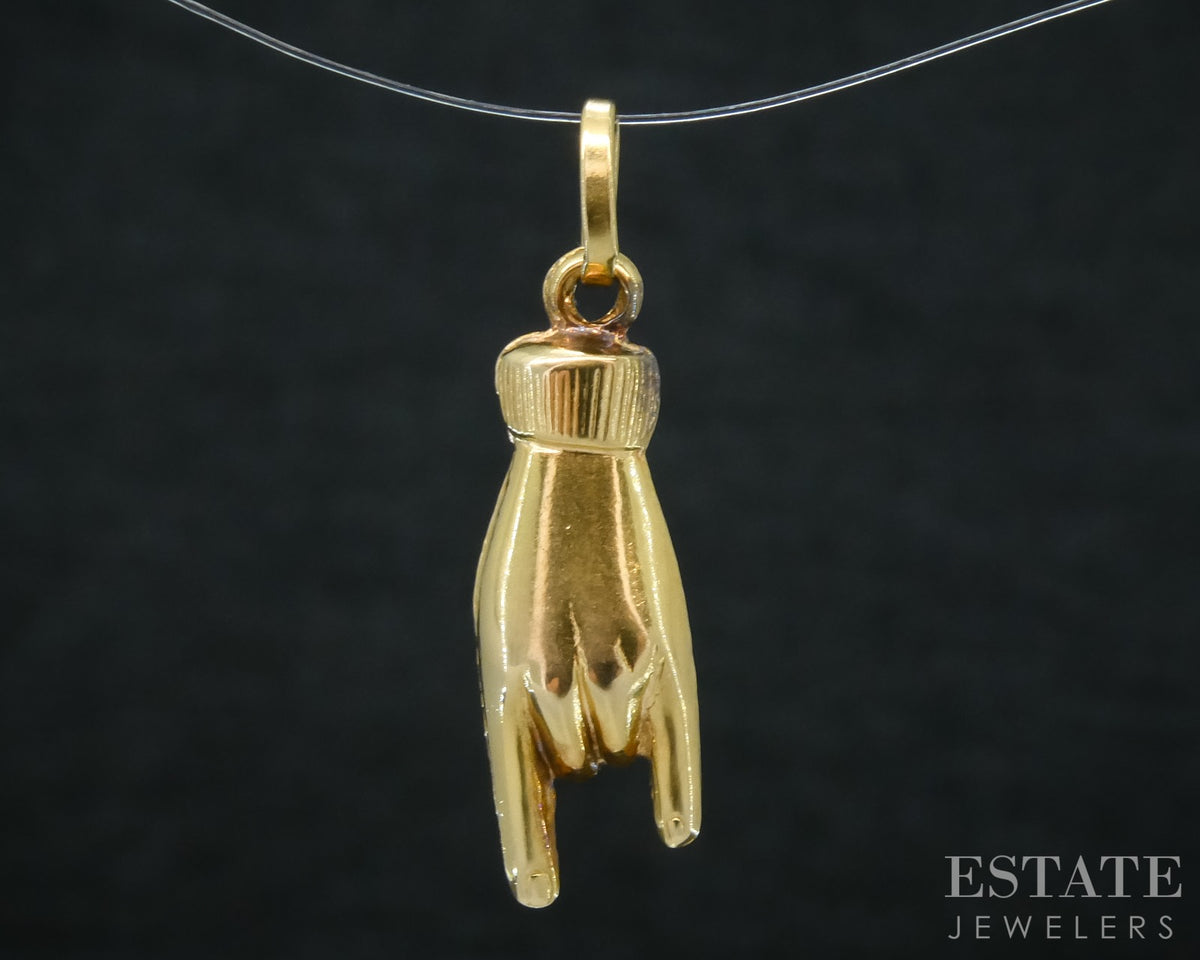 18k Yellow Gold Dimensional Italian Figa Charm 1.2g p31541