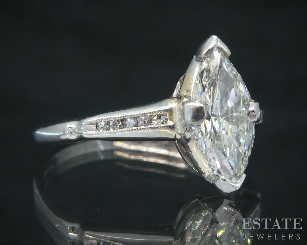 Vintage Platinum Marquise Natural 1.03ctw Diamond Engagement Ring 2.7g p28500