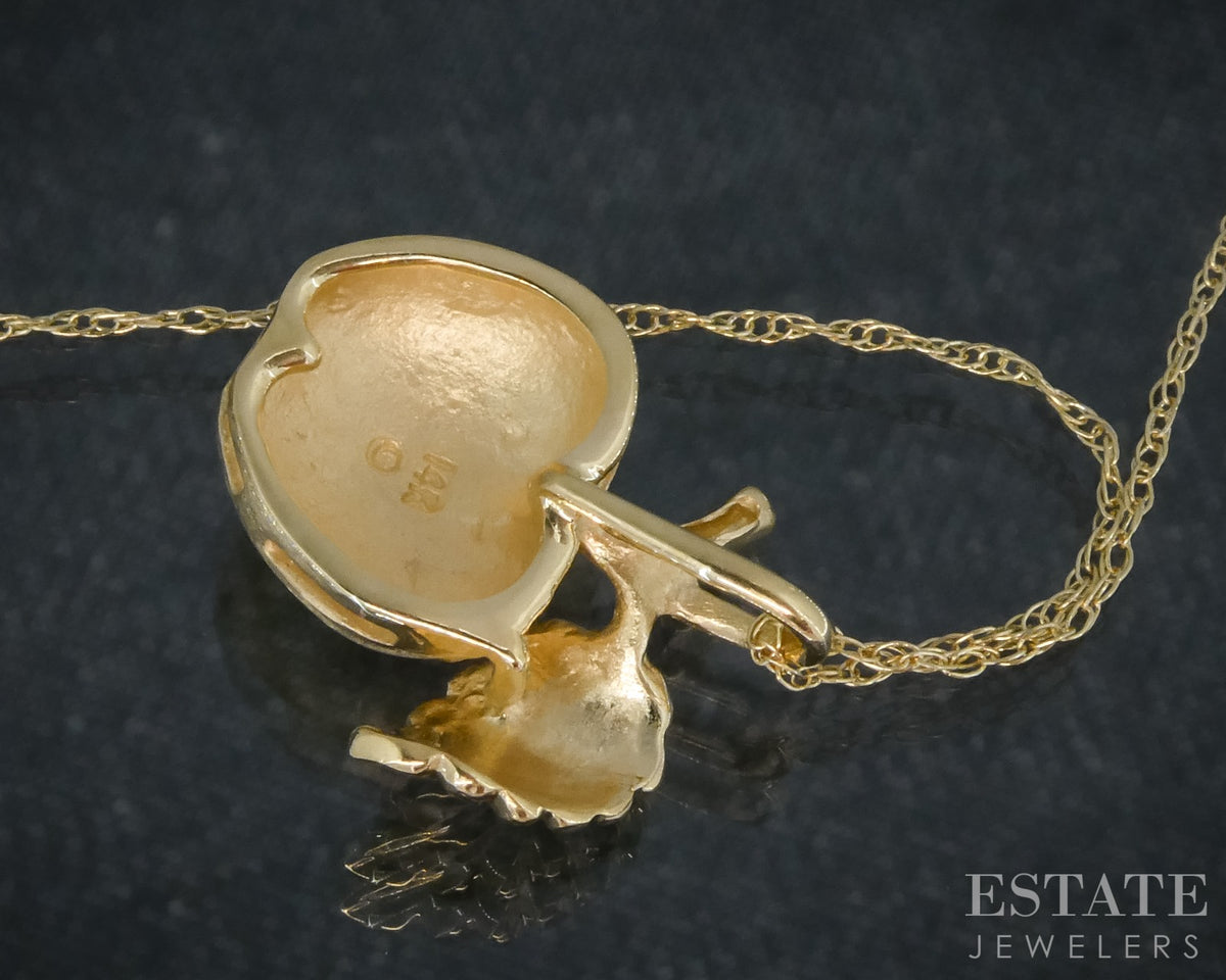 14k Yellow Gold Dimensional Apple Charm Ladies Necklace 1.9g p31542