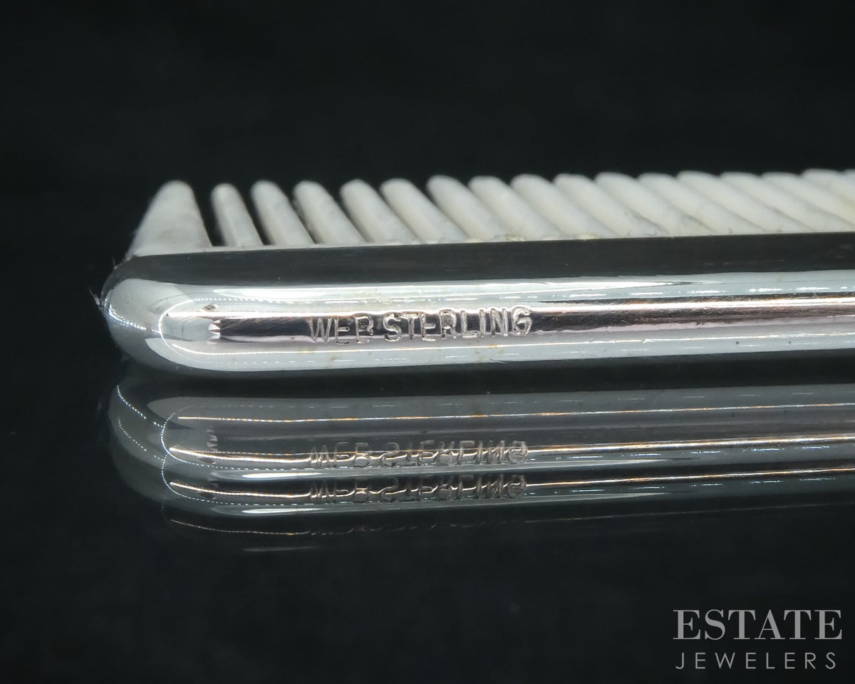 Antique Silver WEB Sterling Baby Hair Comb 10.5g p30558