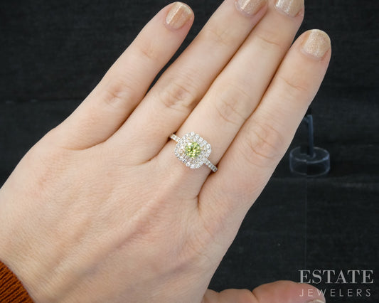 14k Yellow Gold IGI Natural Demantoid Garnet & Diamond Ladies Ring 2.8g p31504