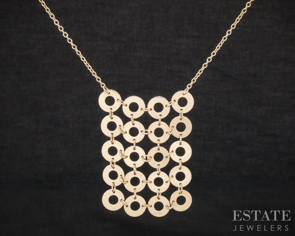 14k Yellow Gold Circle Link Drop Cable Chain Ladies Necklace 6.0g 16"L p31386