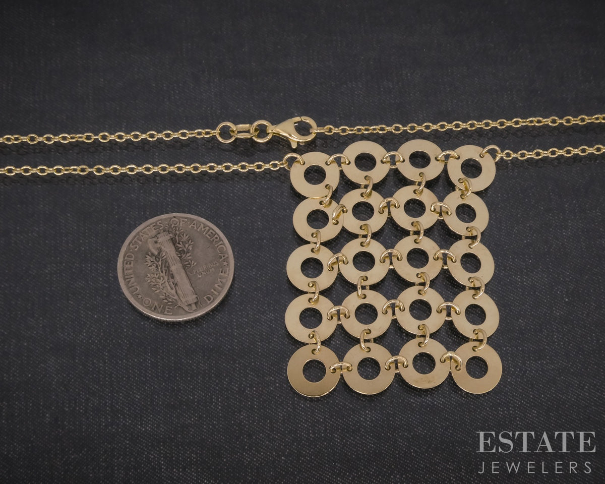 14k Yellow Gold Circle Link Drop Cable Chain Ladies Necklace 6.0g 16"L p31386