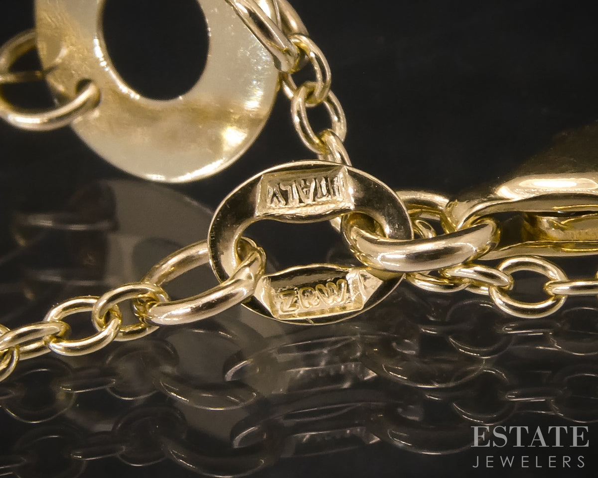 14k Yellow Gold Circle Link Drop Cable Chain Ladies Necklace 6.0g 16"L p31386