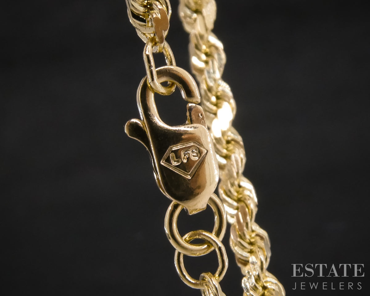14k Yellow Gold 2.2mm Diamond Cut Rope Chain Link Necklace 17.3g 24"L p31004