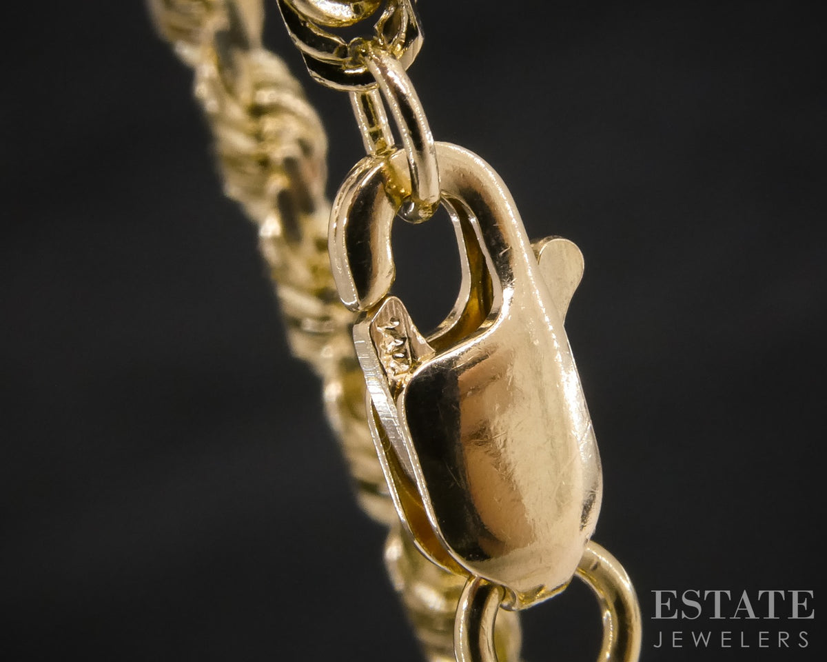 14k Yellow Gold 2.2mm Diamond Cut Rope Chain Link Necklace 17.3g 24"L p31004