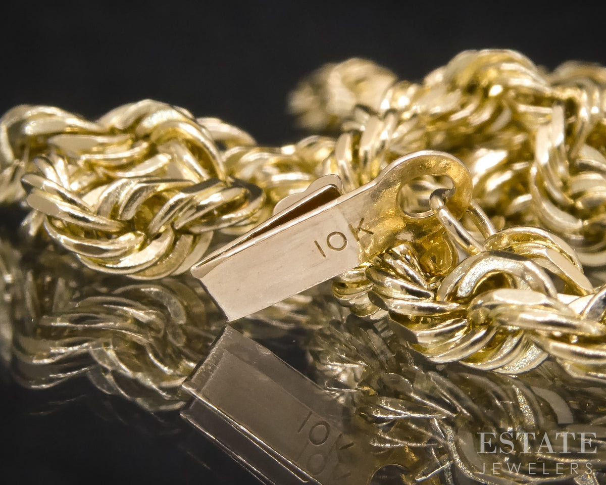10k Yellow Gold 4.3mm Diamond Cut Rope Chain Link Mens Necklace 24g 21"L p30681