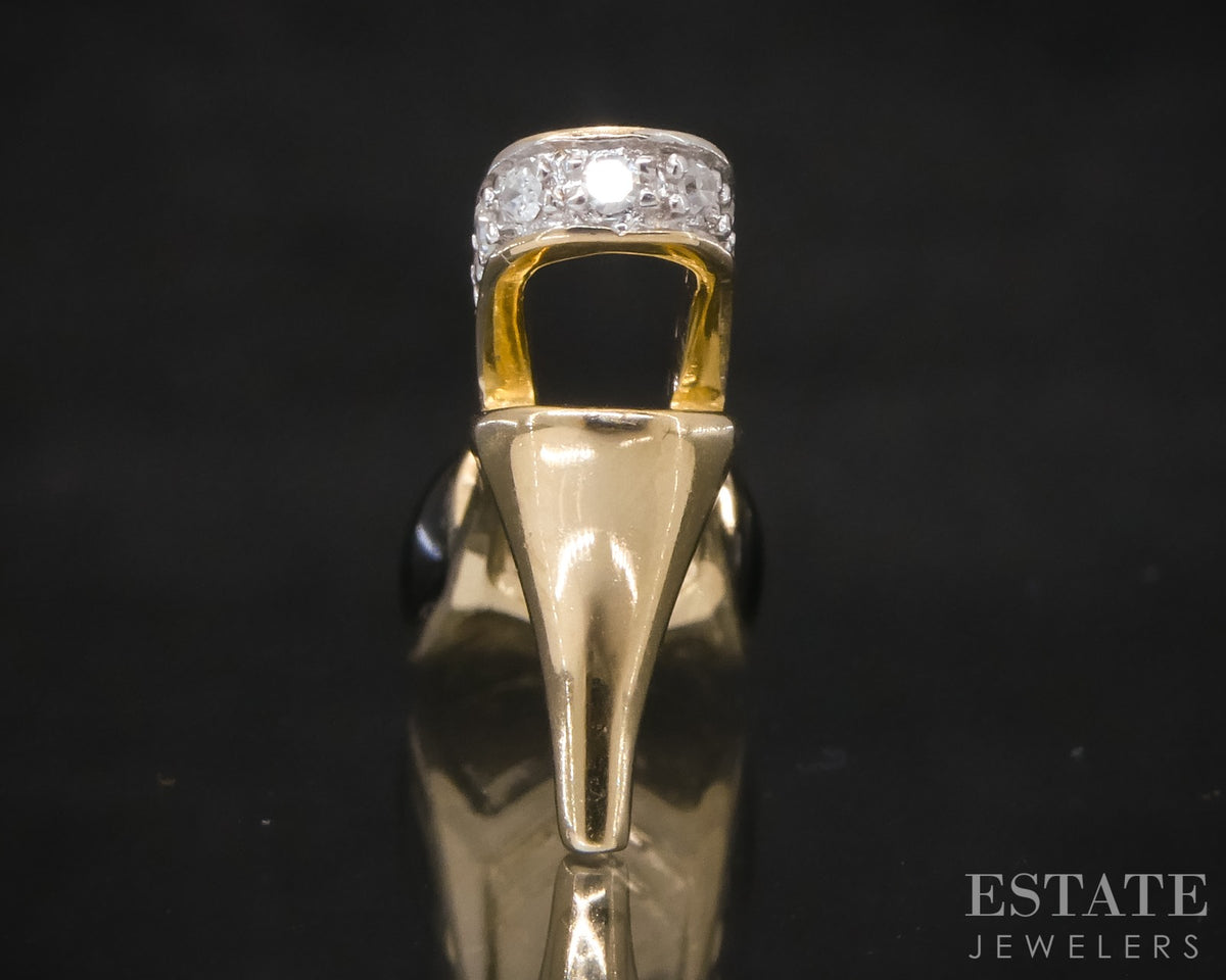 14k Yellow Gold Natural Black Onyx & Diamond High Heel Charm 2.5g p31876