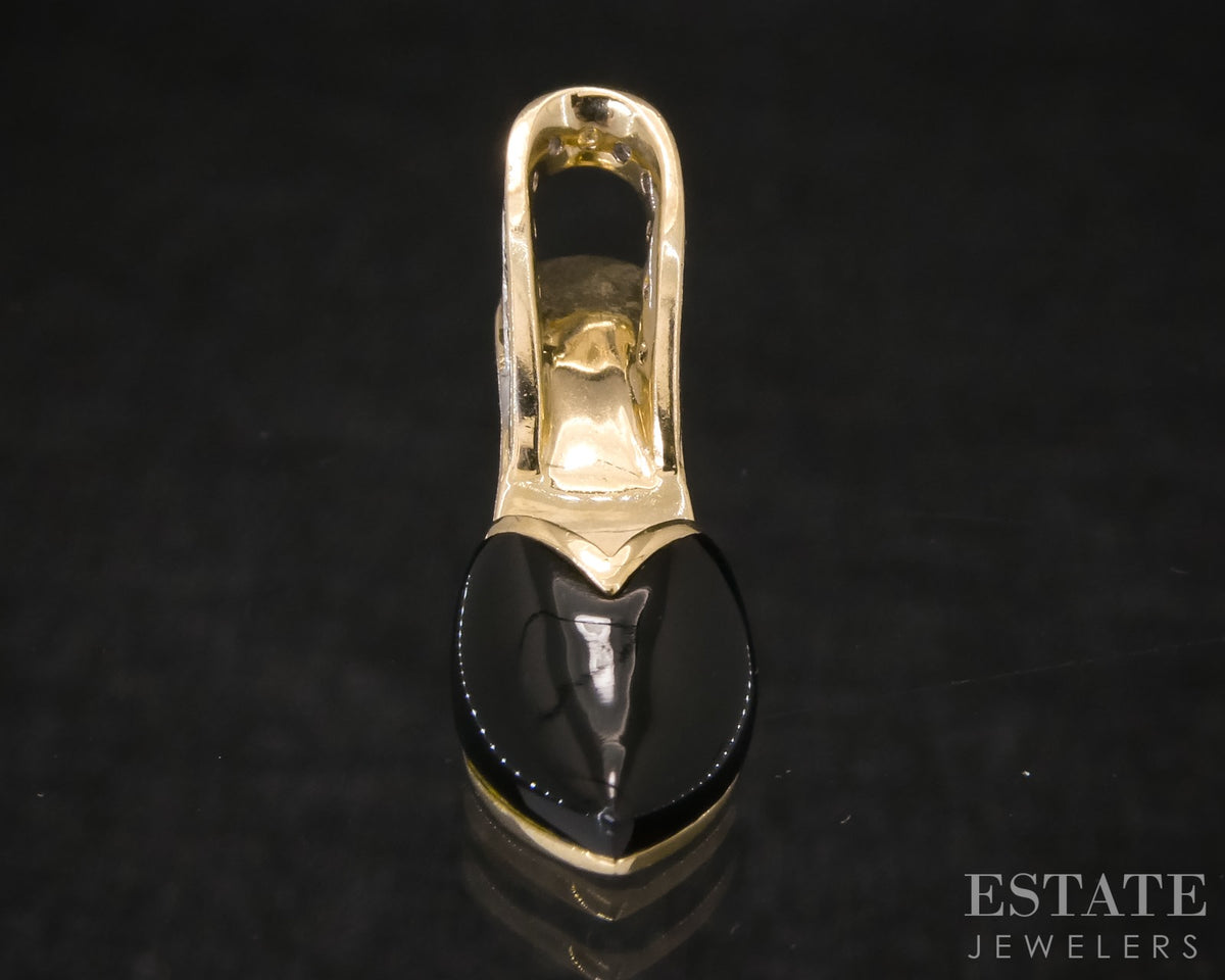 14k Yellow Gold Natural Black Onyx & Diamond High Heel Charm 2.5g p31876