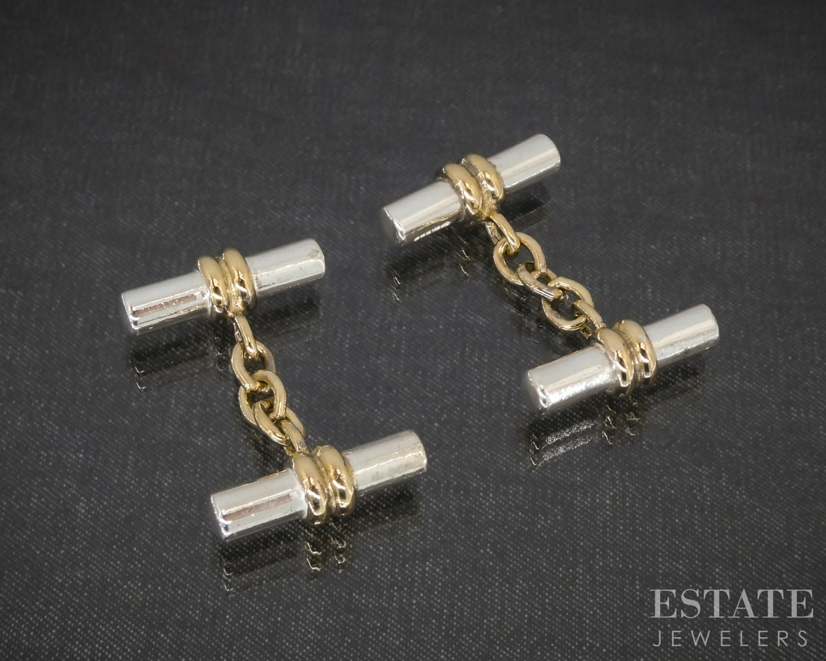 Sterling Silver Thomas Pink Jermyn Street Bar Cufflinks 15.5g p31859