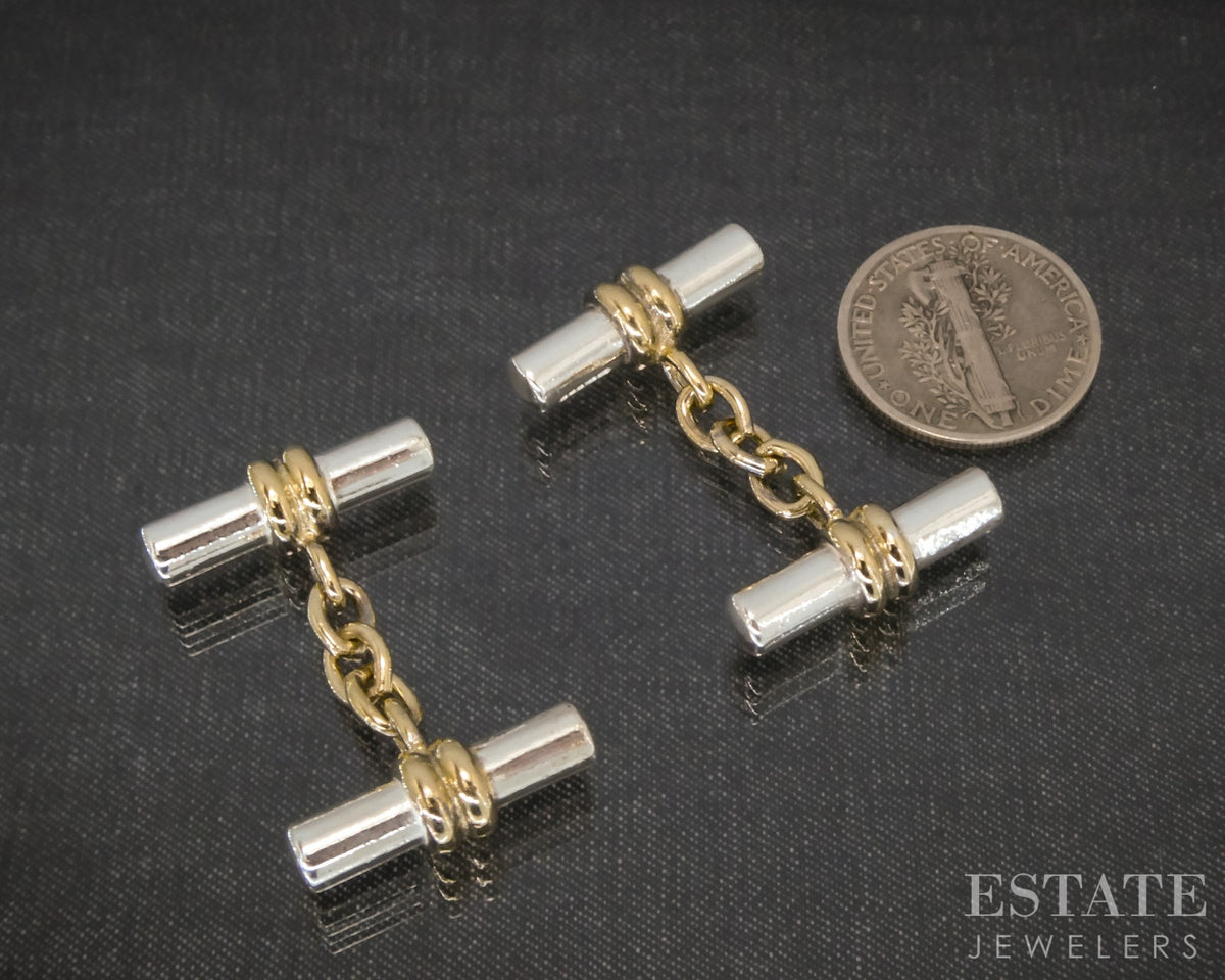 Sterling Silver Thomas Pink Jermyn Street Bar Cufflinks 15.5g p31859
