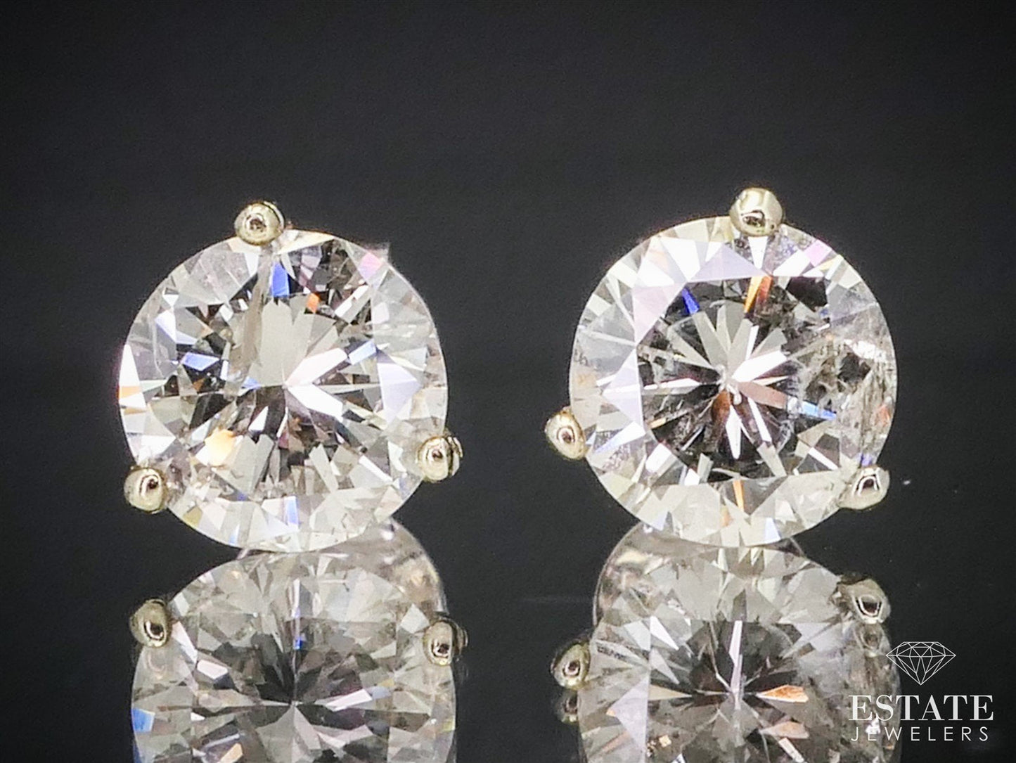 NEW 14k White Gold Round Cut Natural 2.12ctw Diamond Stud Earrings i3626