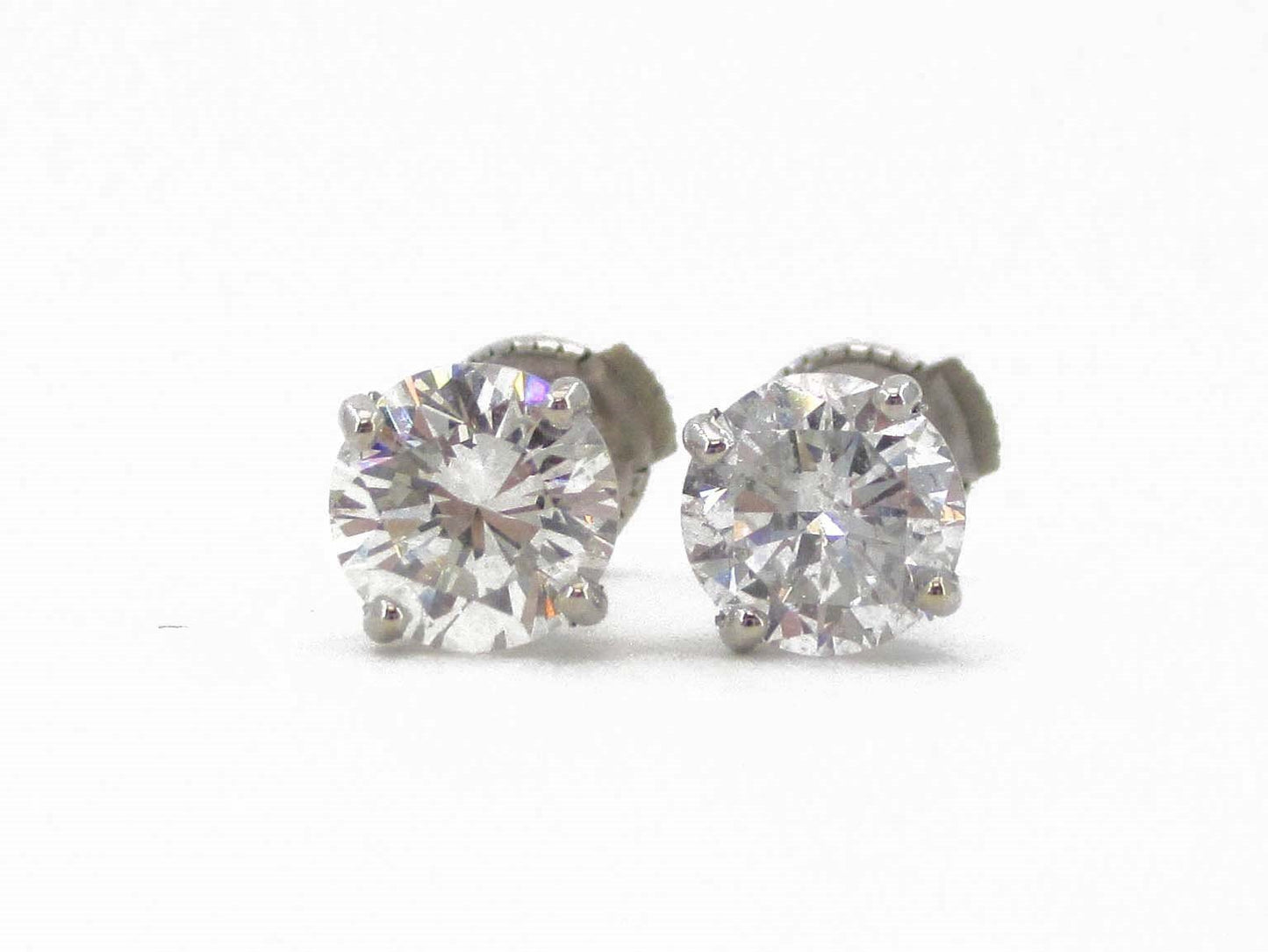NEW 14k White Gold Round Cut Natural 1.98ctw Diamond Stud Earrings i3627