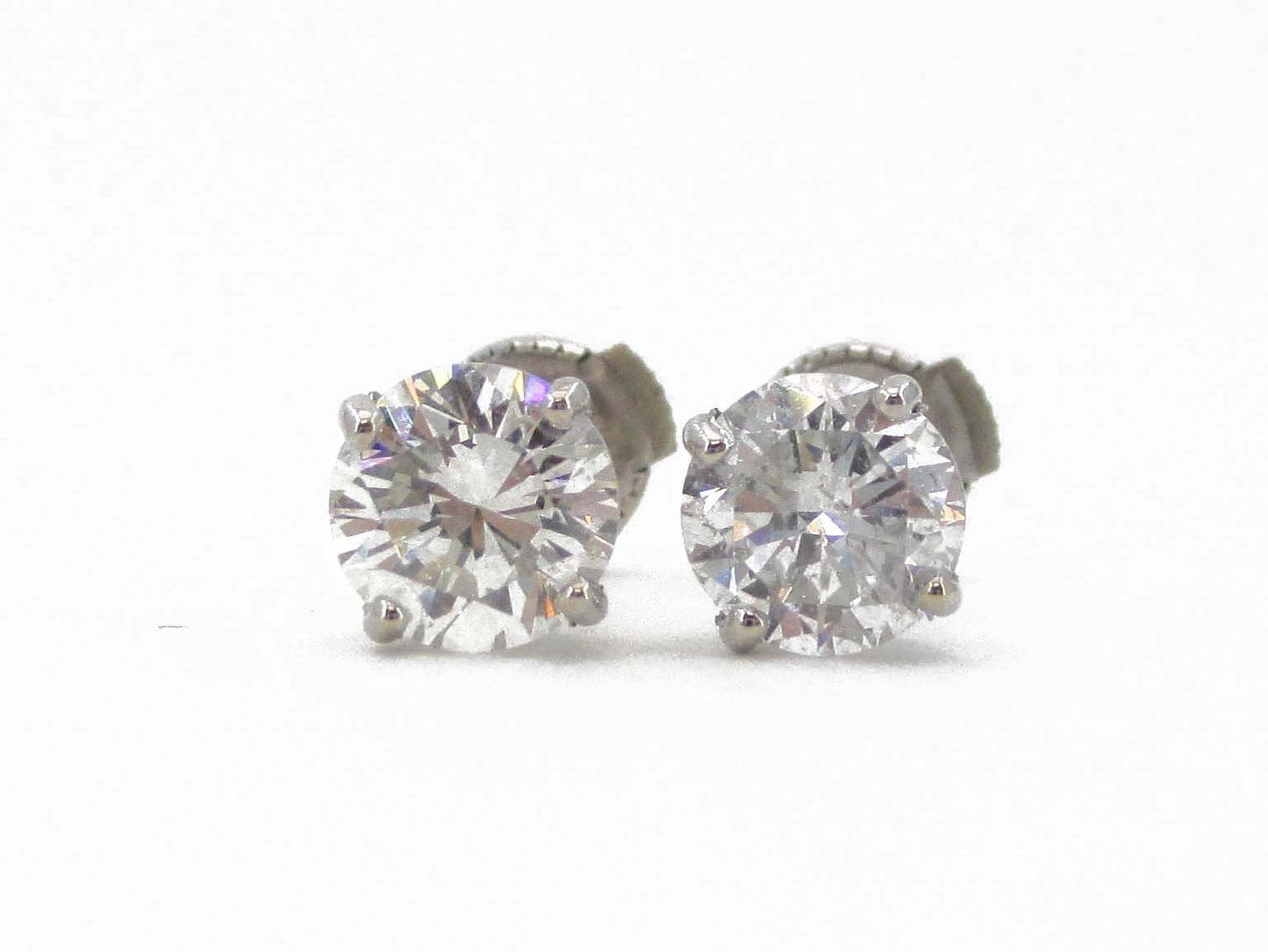 NEW 14k White Gold Round Cut Natural 1.98ctw Diamond Stud Earrings i3627