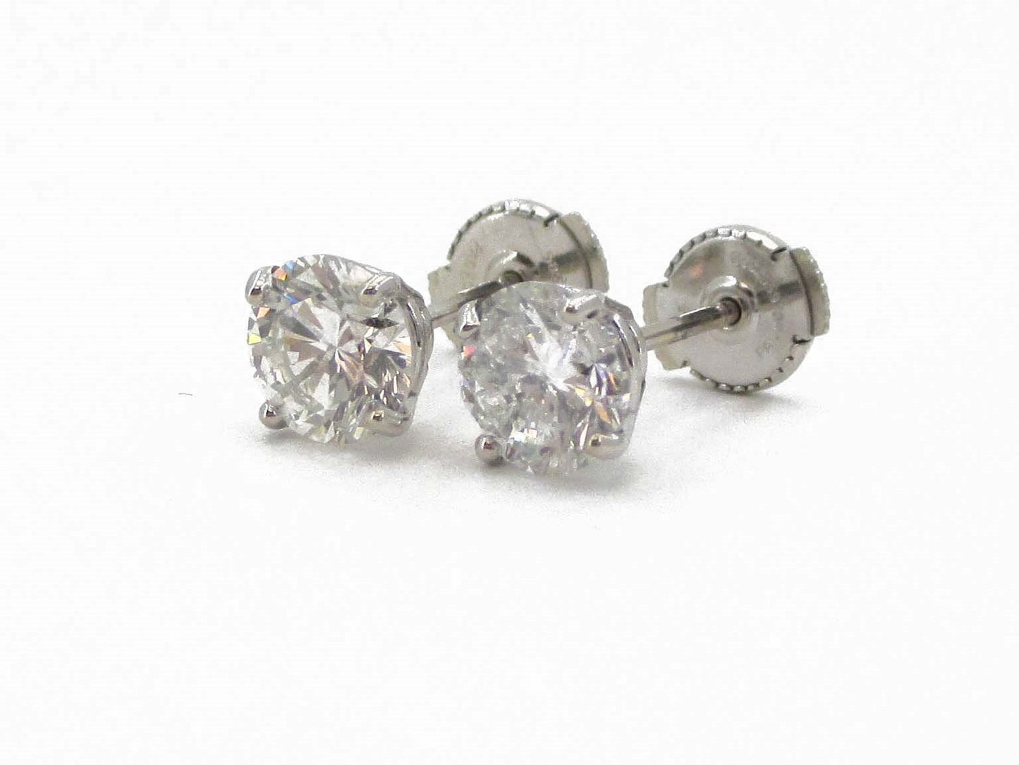 NEW 14k White Gold Round Cut Natural 1.98ctw Diamond Stud Earrings i3627