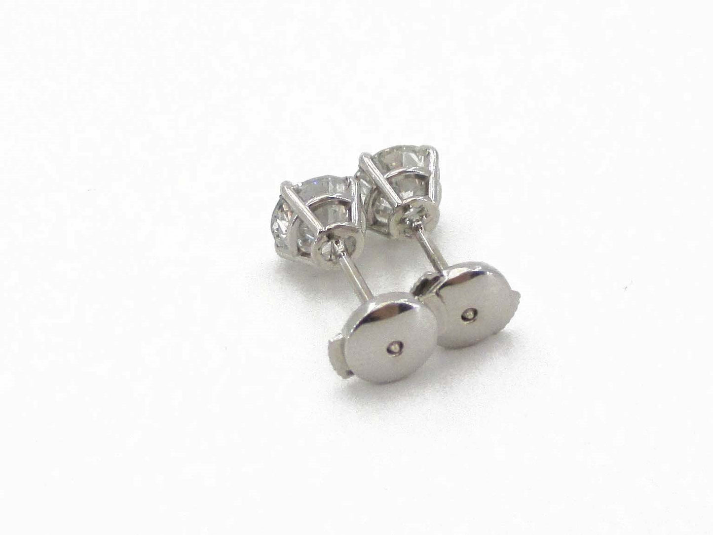 NEW 14k White Gold Round Cut Natural 1.98ctw Diamond Stud Earrings i3627