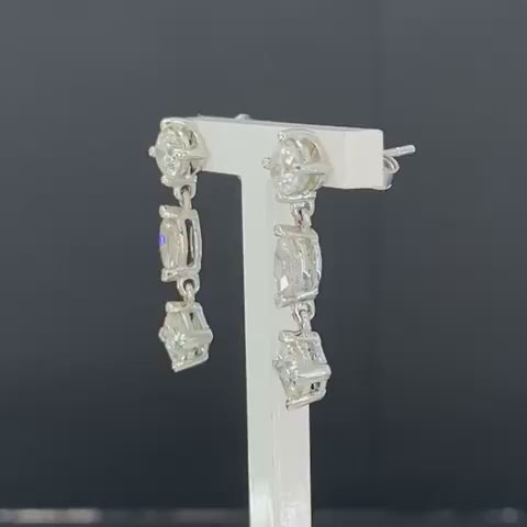 Custom 14k White Gold Natural 2.30ctw Diamond Dangle Earrings 2.8g i14942