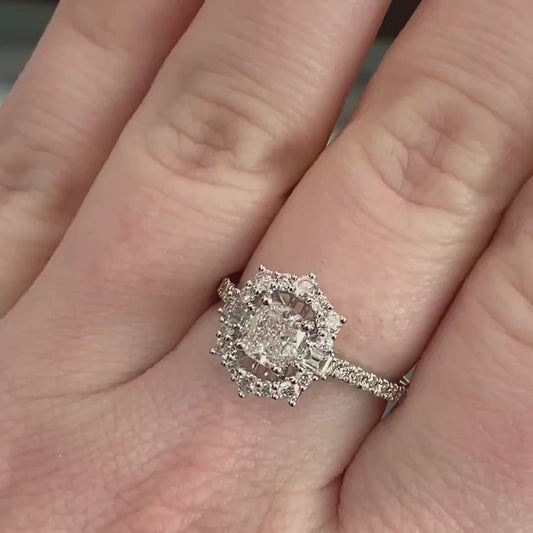 14k White Gold GIA Cushion Cut 1.35ctw Diamond Engagement Ring 3.4g i12498