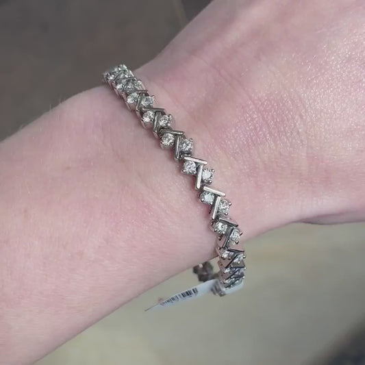 14k White Gold Round Natural 3ctw Diamond Tennis Bracelet 16.9g 7.5"L i17247
