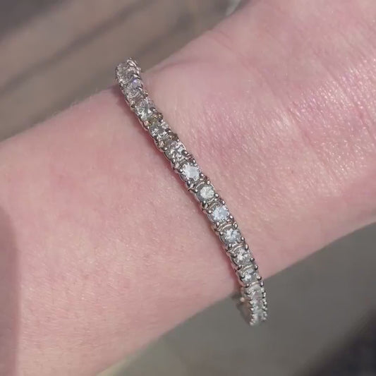 14k White Gold Round Natural 6ctw Diamond Tennis Bracelet 7.5"L 16.7g i17626