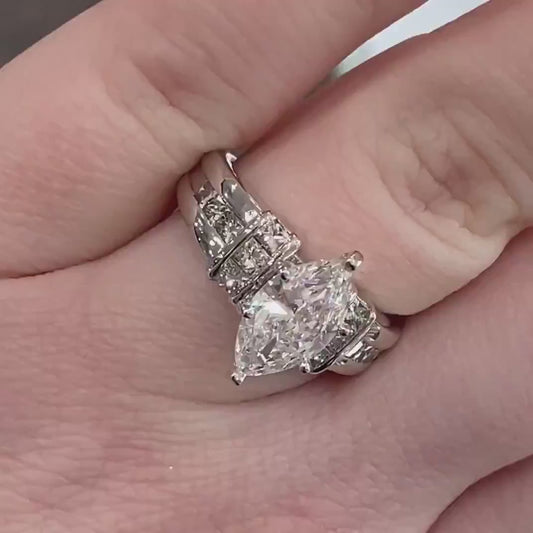 14k White Gold Marquise Natural 2.05ctw Diamond Engagement Ring 8.4g i16539