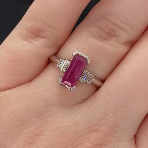 Custom 14k White Gold High End Natural 2.05ct Ruby & Diamond Ring 4.4g i6973
