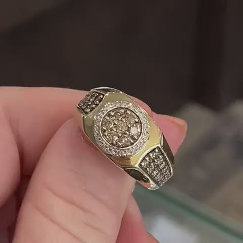 Vintage 10k Yellow Gold Natural .30ctw Diamond Mens Watch Ring 4.7g i18631
