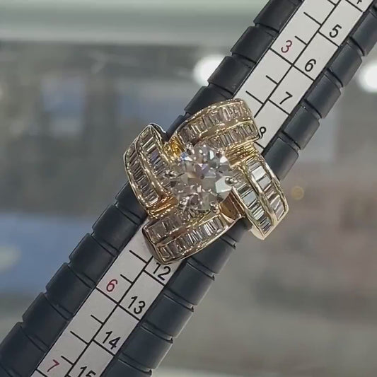 14k Yellow Gold European Natural 2.63ctw Diamond Engagement Ring 9g i16487
