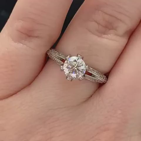 Estate 14k White Gold Round Natural 1.70ctw Diamond Engagement Ring 3.7g i10420